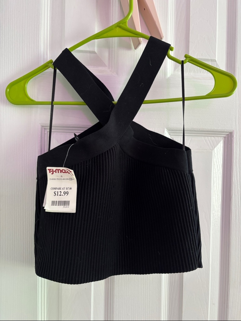 Black Ribbed Cross-Back Tank